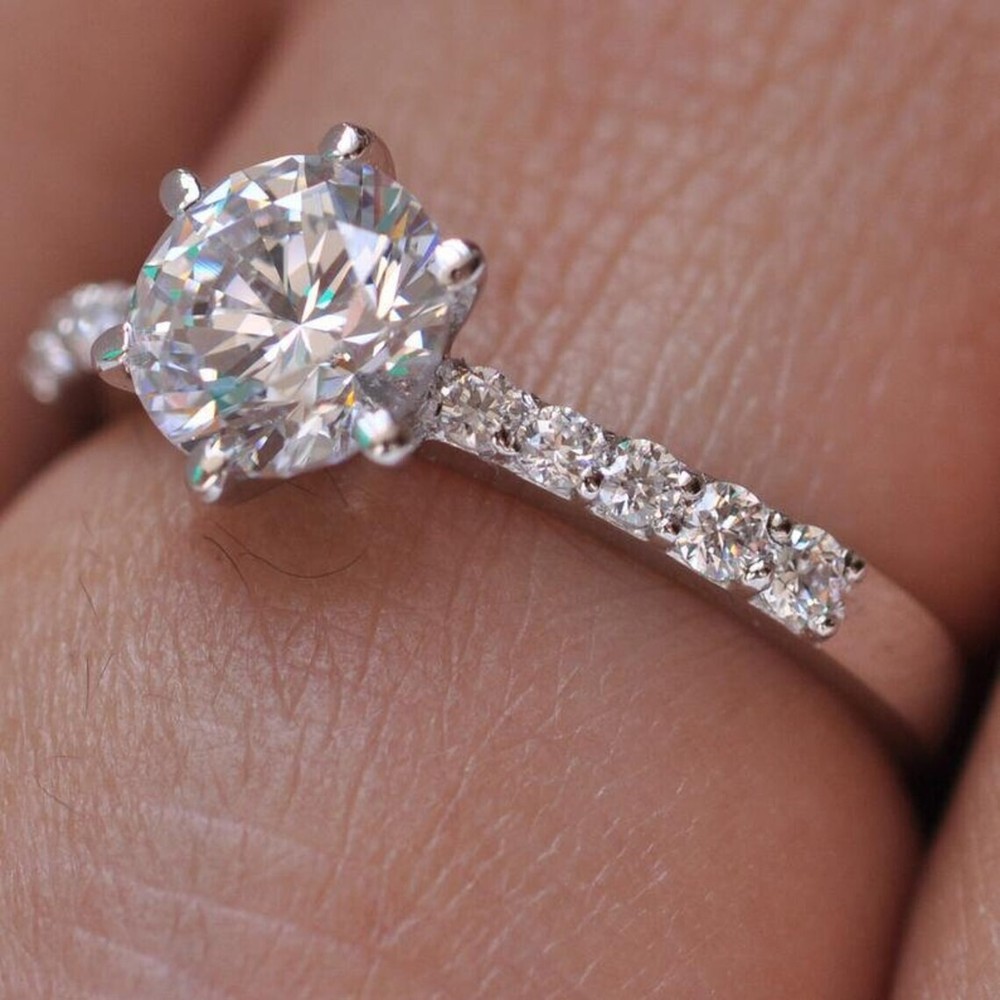 3.40 Ct Round Cut Lab-Created White Diamond Wedding Ring 925 Sterling Silver