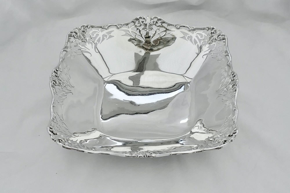 RARE GEORGE VI HM STERLING SILVER PIERCED RECTANGULAR FRUIT BOWL 1938