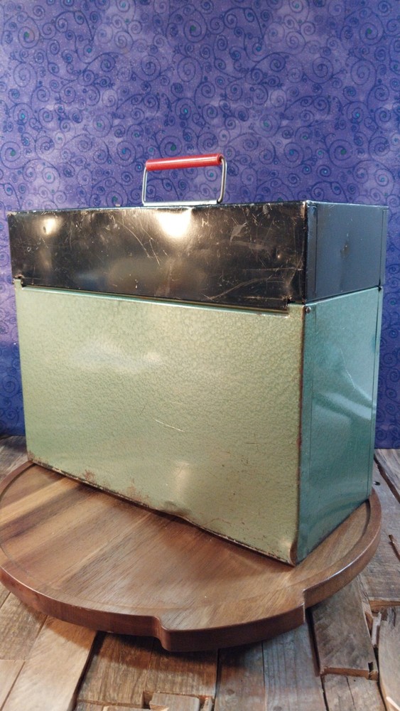 Old Metal Locking Box LOCK BOX SAFE PAPER FILE STORAGE