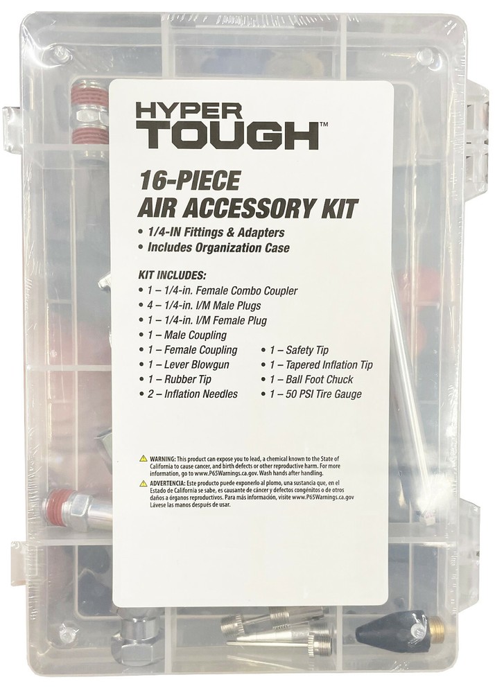 Hyper Tough 16-Piece ACCESSORY STARTER KIT AIR TOOL 1/4" COMPRESSOR PLUG COUPLER