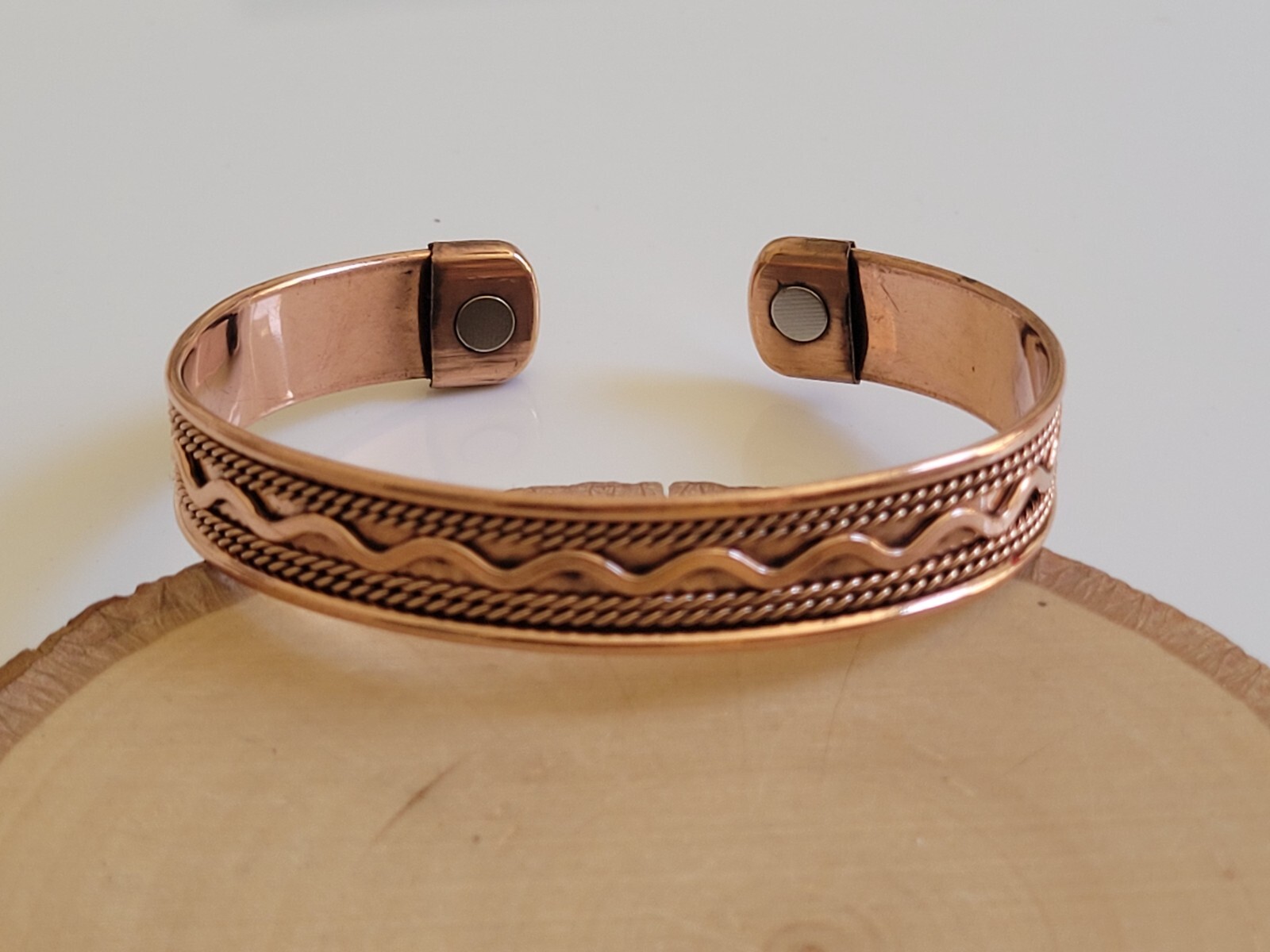 2 Pack Pure Copper Magnetic Bracelet Arthritis Pain Therapy Energy Cuff Bangle