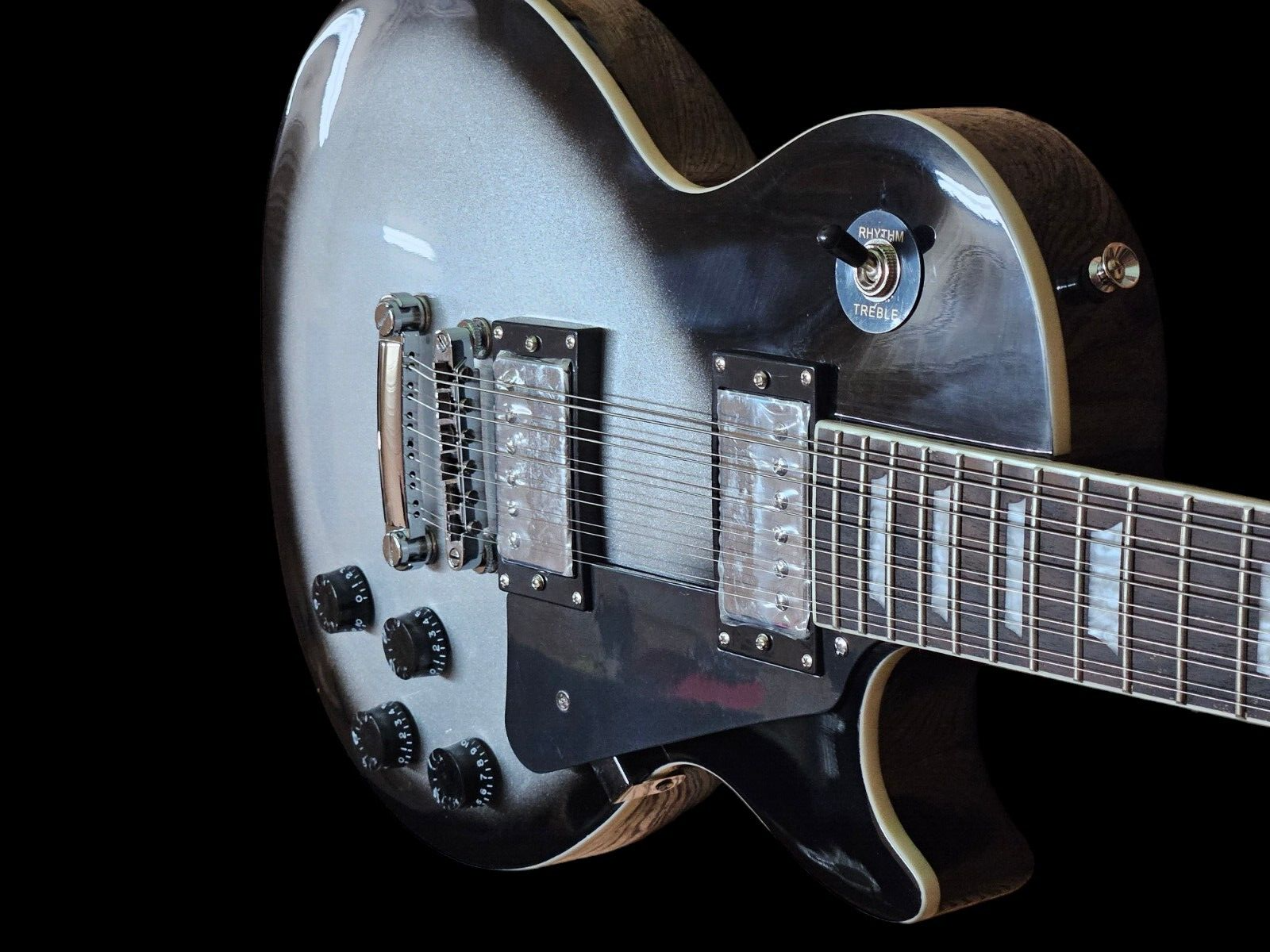 NEW 12 STRING ADAM JONES LP STYLE SILVER BURST SOLID MAHOGANY ELECTRIC GUITAR