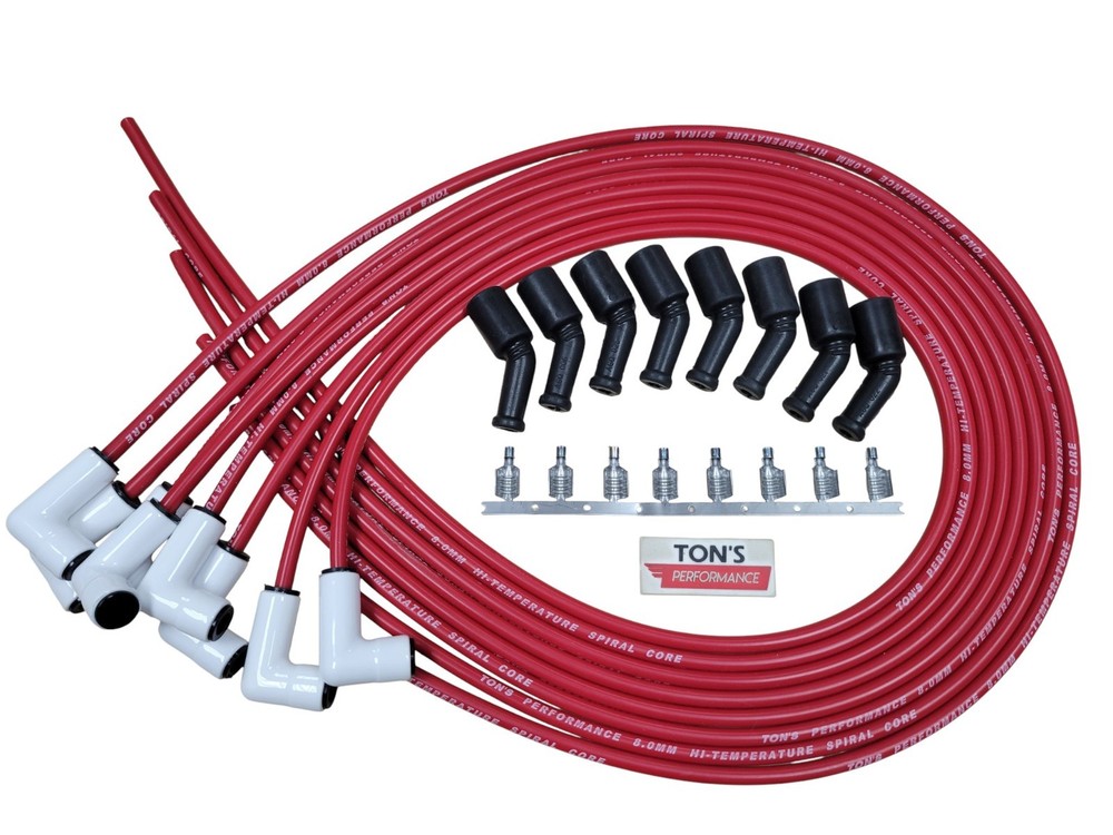Ton's Spark Plug Wires CERAMIC UNIVERSAL LENGTH 90° boot LS 4.8 5.3 6.0 Red