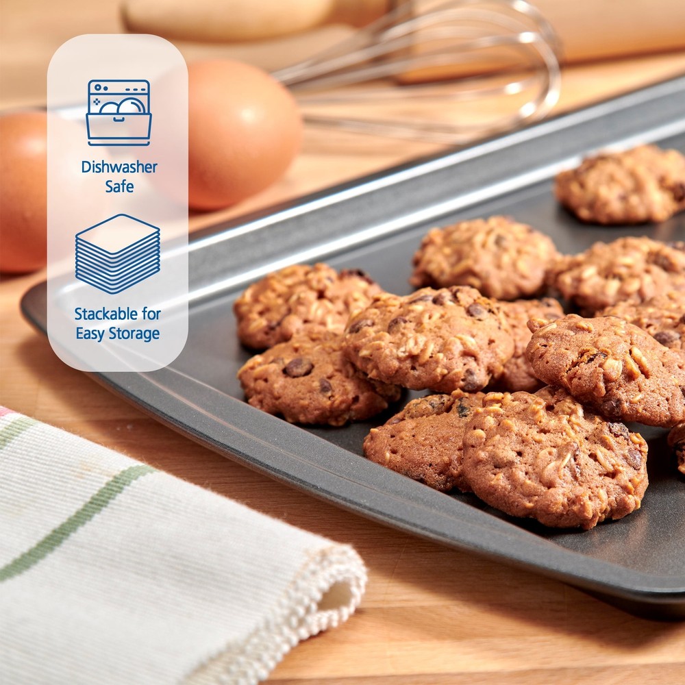 3pc Carbon Steel Nonstick Cookie Sheet Bakeware Set