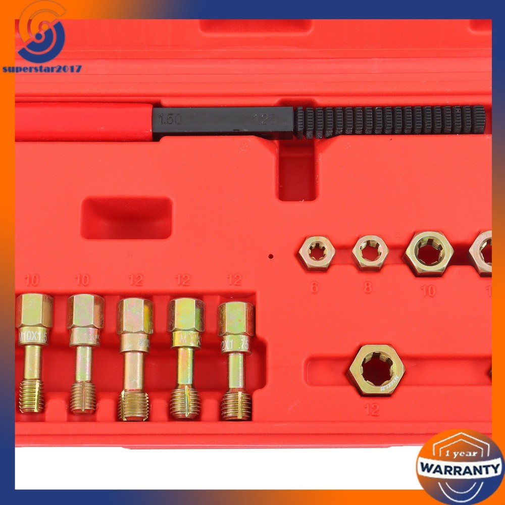 15-Piece Metric Thread Repair Tools Set Thread Restorer Set Rethreading Tool New