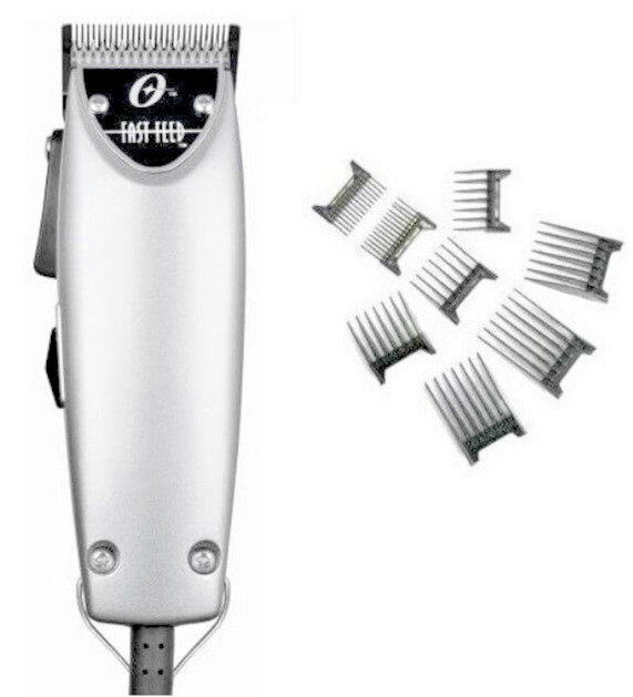 Oster Fast Feed Limited Edition Silver Hair Adjustable Pro Clipper + 8pc Combs