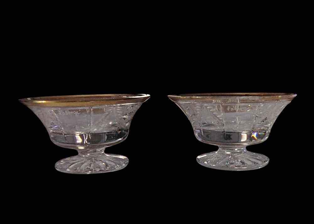 Fabergé Crystal Salt Cellar Set with Gold  Trim