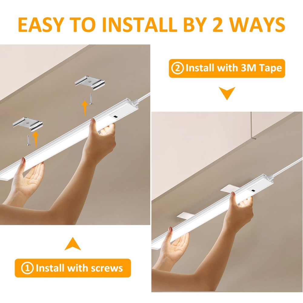 2 Pack 16 Under Cabinet Light, Hand Wave, Dimmable, Color, Brightness Adj.
