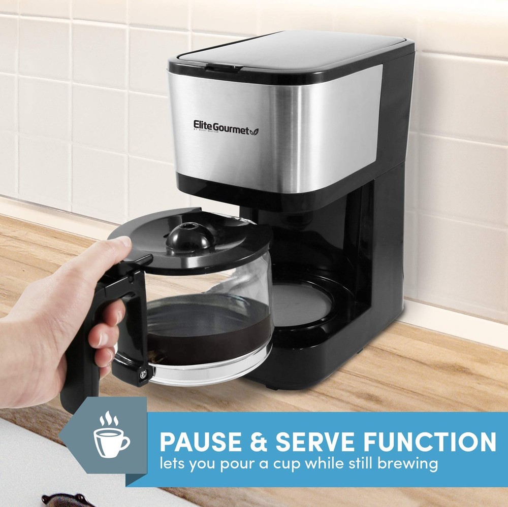 Automatic 5 Cup Coffee Maker Drip Brewer with Reusable Filter Pause Serve