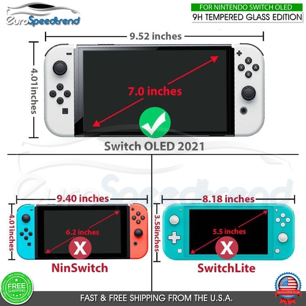 For Nintendo Switch OLED 2-Pack Tempered Glass Screen Protector 2021 9H
