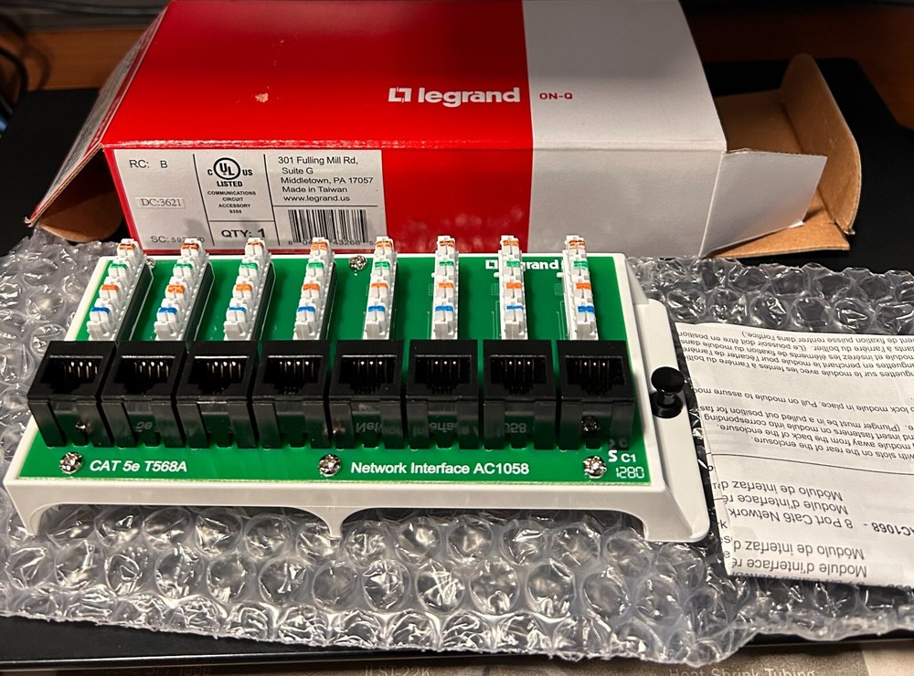 On-Q/Legrand AC1058 8-Port Cat5e Network Interface Module. Brand New!