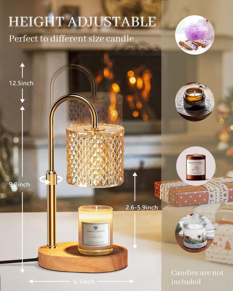 Candle Warmer Lamp with Timer Dimmer Adjustable Height, Candle Warmer with 2 ...