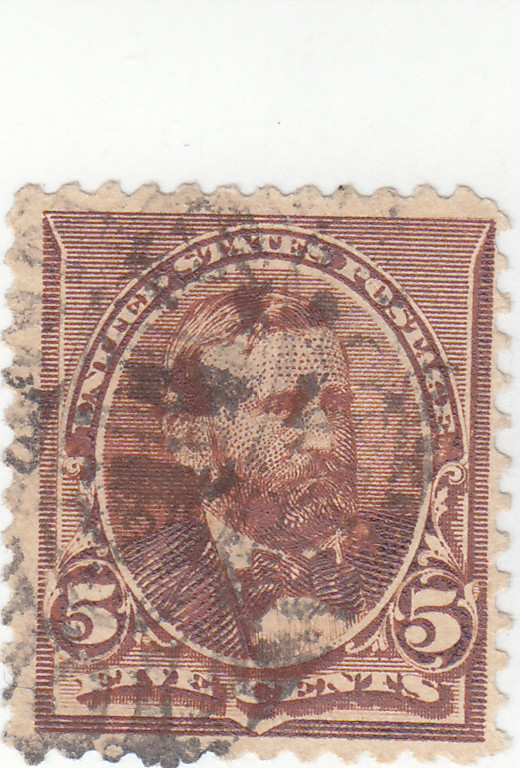 Scott # 223 - 5c Brown - Grant - Used