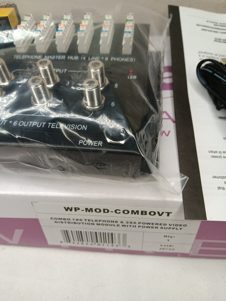 Wirepath 1x6 Telephone & 2x6 Video Distribution Module WP-MOD-COMBOVT NOS