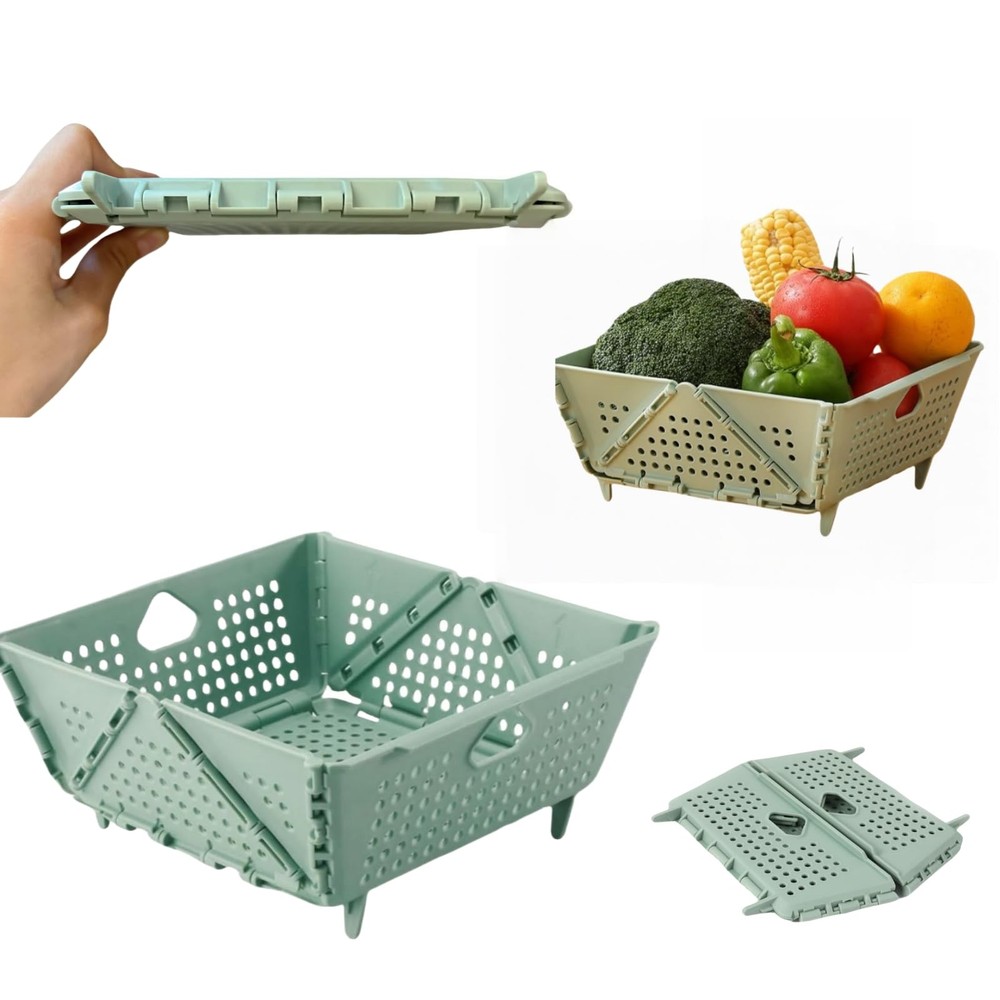 2-PCS Small Collapsible Kitchen Colander and Strainer- Foldable Plastic Drain...