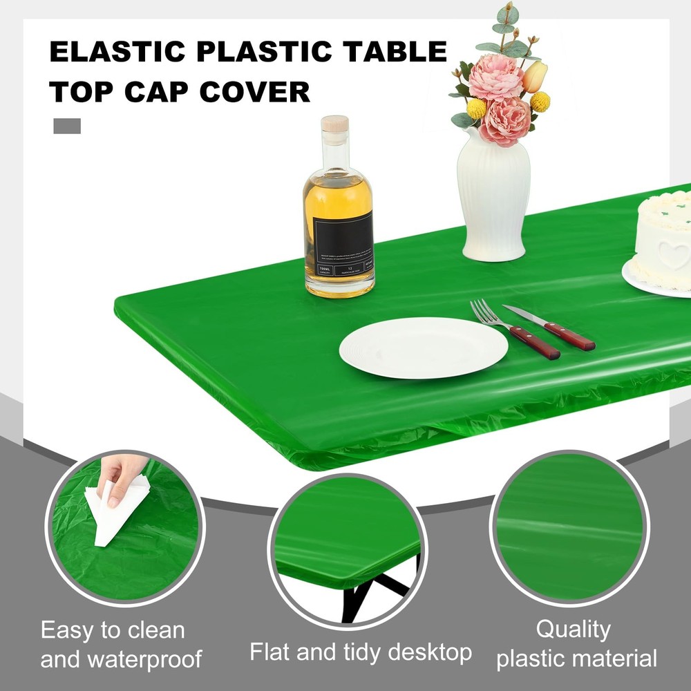 Boao 12Pcs Disposable Plastic Tablecloths Fitted Waterproof Rectangular for Part