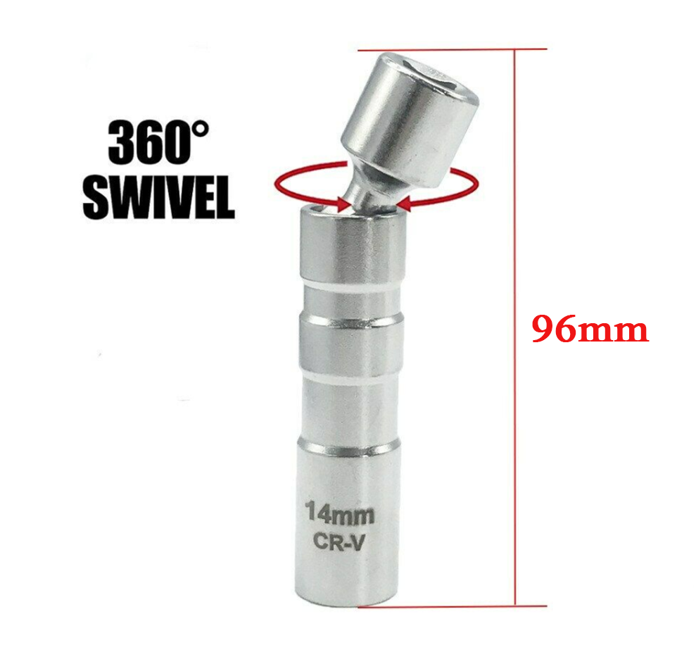 1X 14mm3/8"Drive Magnetic Thin Wall Wobble Spark Plug Sleeve Socket Removal Tool