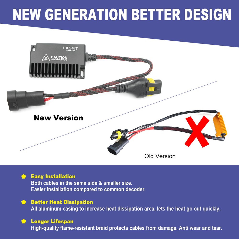 2x 9012 9006 9005 LED Headlight Bulb Error Free Anti Flicker Resistor Decoder