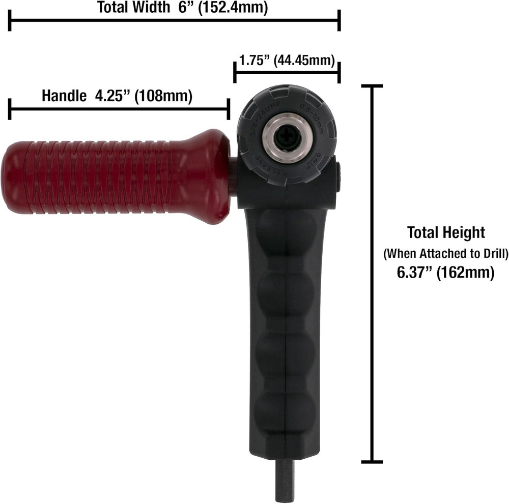 1304 Drill90Plus - Right Angle Drill Attachment,Black Red