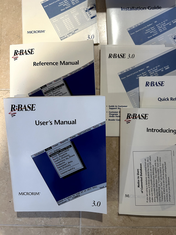 R Base Database Management Software Vintage software 3.0