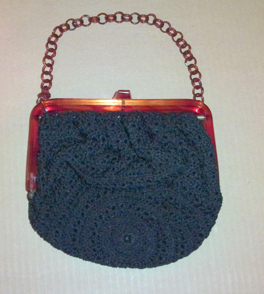 VINTAGE BAKELITE CATALIN CHAIN PURSE HANDBAG