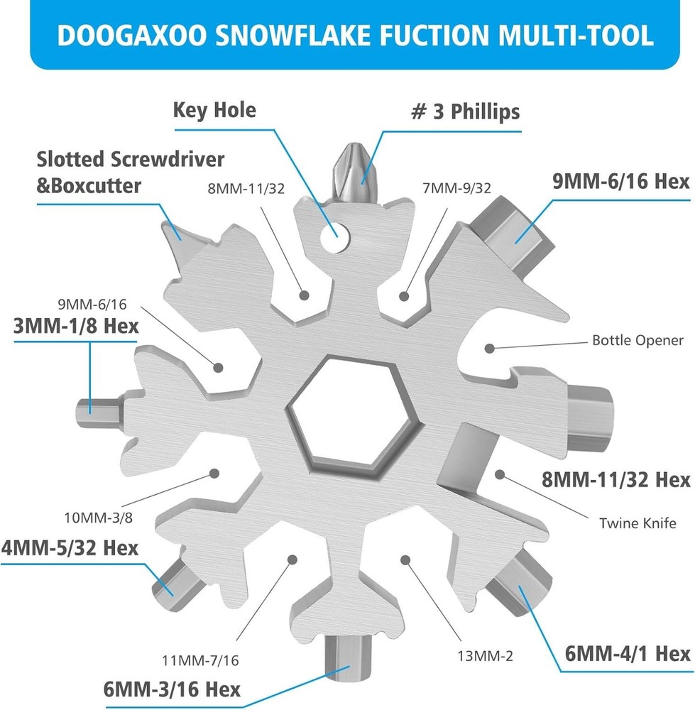 Compact Snowflake Multi-Tool - Lightweight, Durable & Great Gift for Men