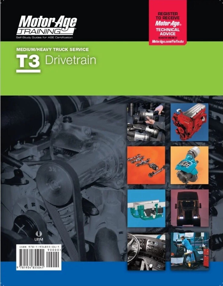 MotorAge T3 ASE Medium Heavy Truck Drive Train Test Prep Manual Study Guide Book