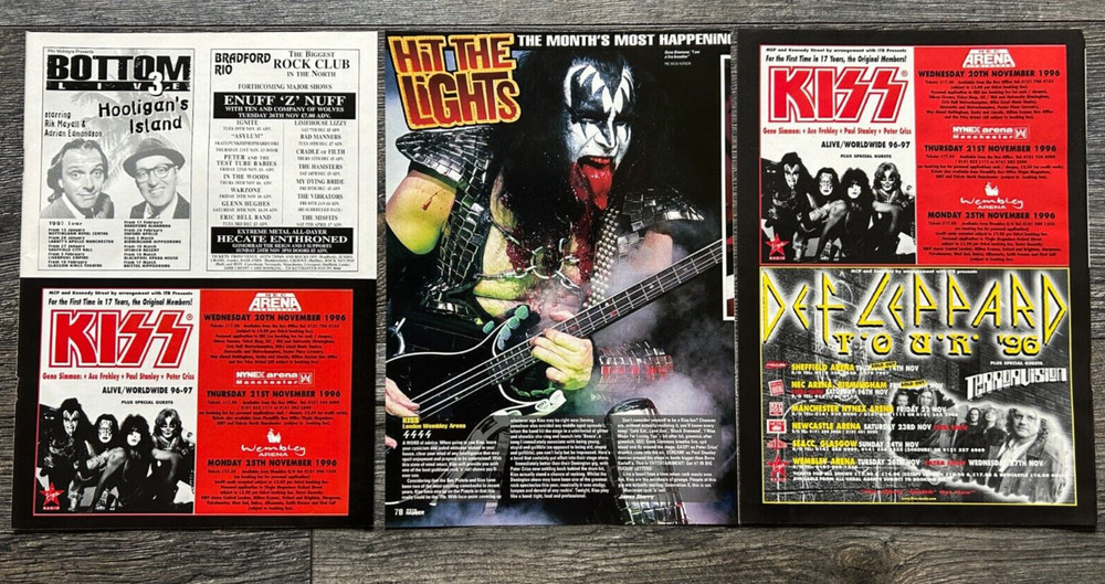 KISS Concert Ad Advert Alive Reunion Tour Wembley UK 1996 3pc Lot Vintage Kiss