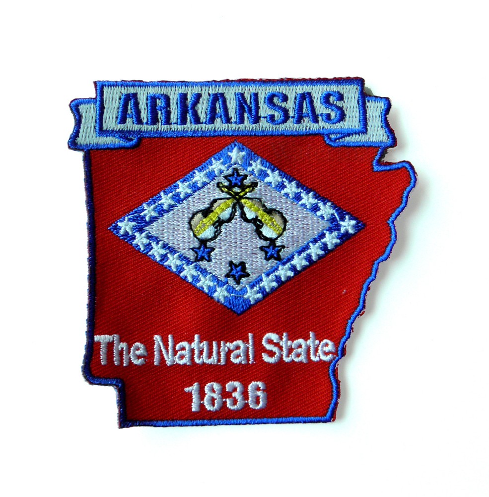 ARKANSAS STATE NAME MAP EMBROIDERED PATCH 3 INCHES