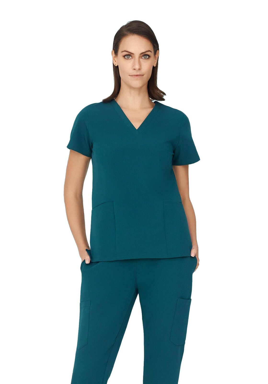 Women Scrub Top V Neck 2 Front Pockets Mandala TOP ONLY