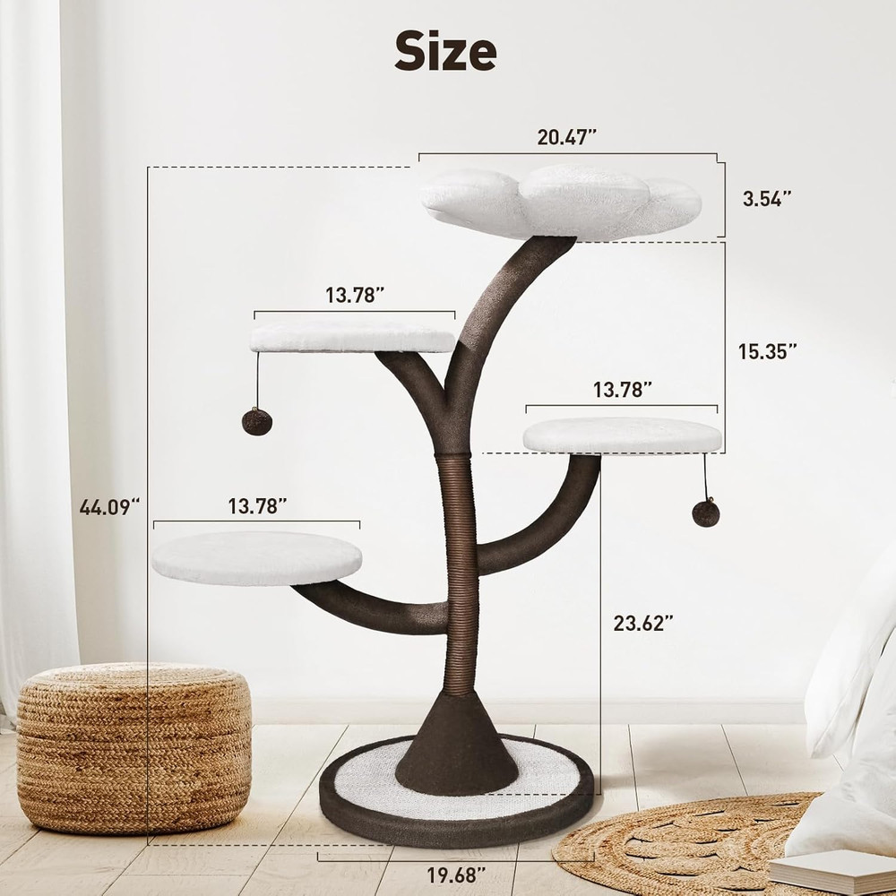 Stylish Multi-Level Cat Tree with Scratching Post for Large Indoor Cats