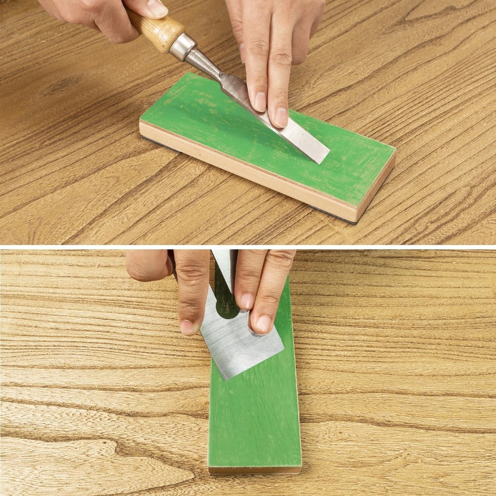 Knife Stropping Block – Genuine Leather Strop with Angle Guide & Safety Features