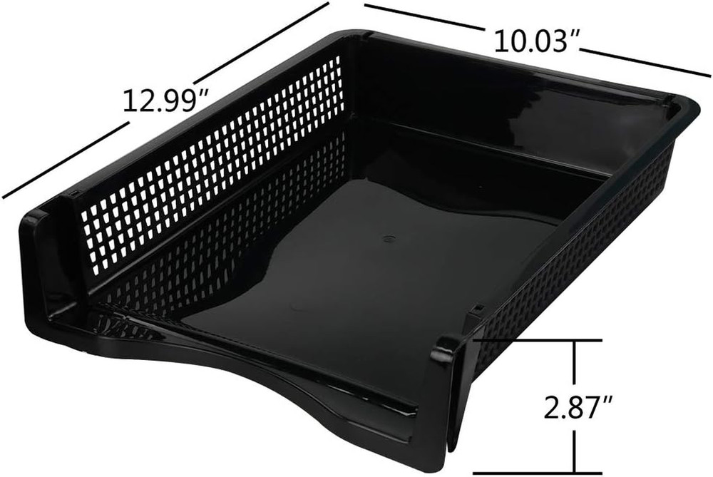 6-Pack Black Plastic Stackable Paper Tray/Basket, Stackable Office Lletter Organ