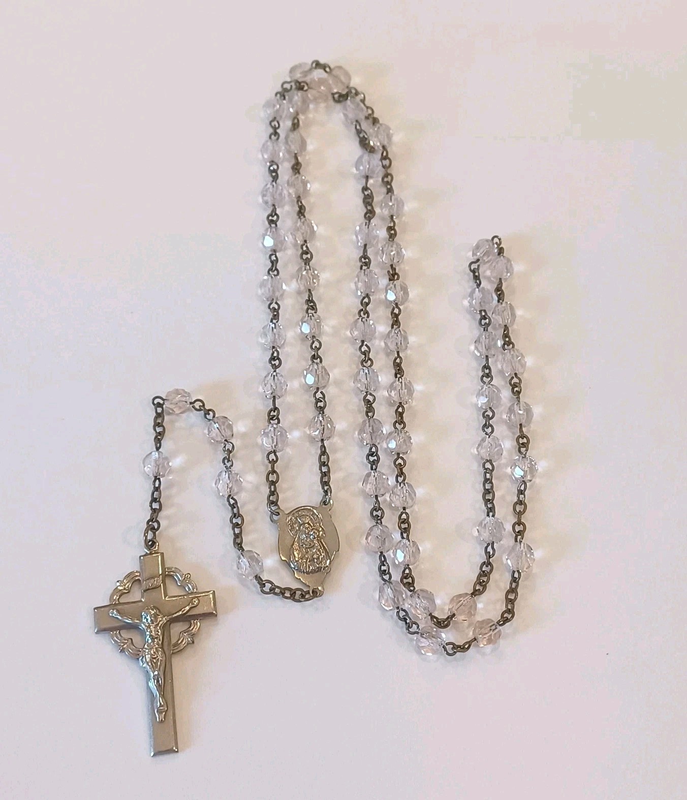 Vintage Rosary Light Pink Glass Beads Prayer Beads With Case Christian