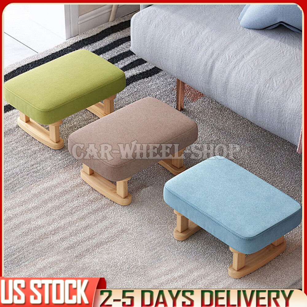 Wooden Footstool Chair Footstool Sofa for Bedroom Living Room Small Stool US
