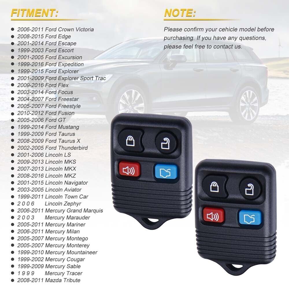 2 Keyless Entry Car Remote Control Key Fob Clicker Transmitter For Ford Explore