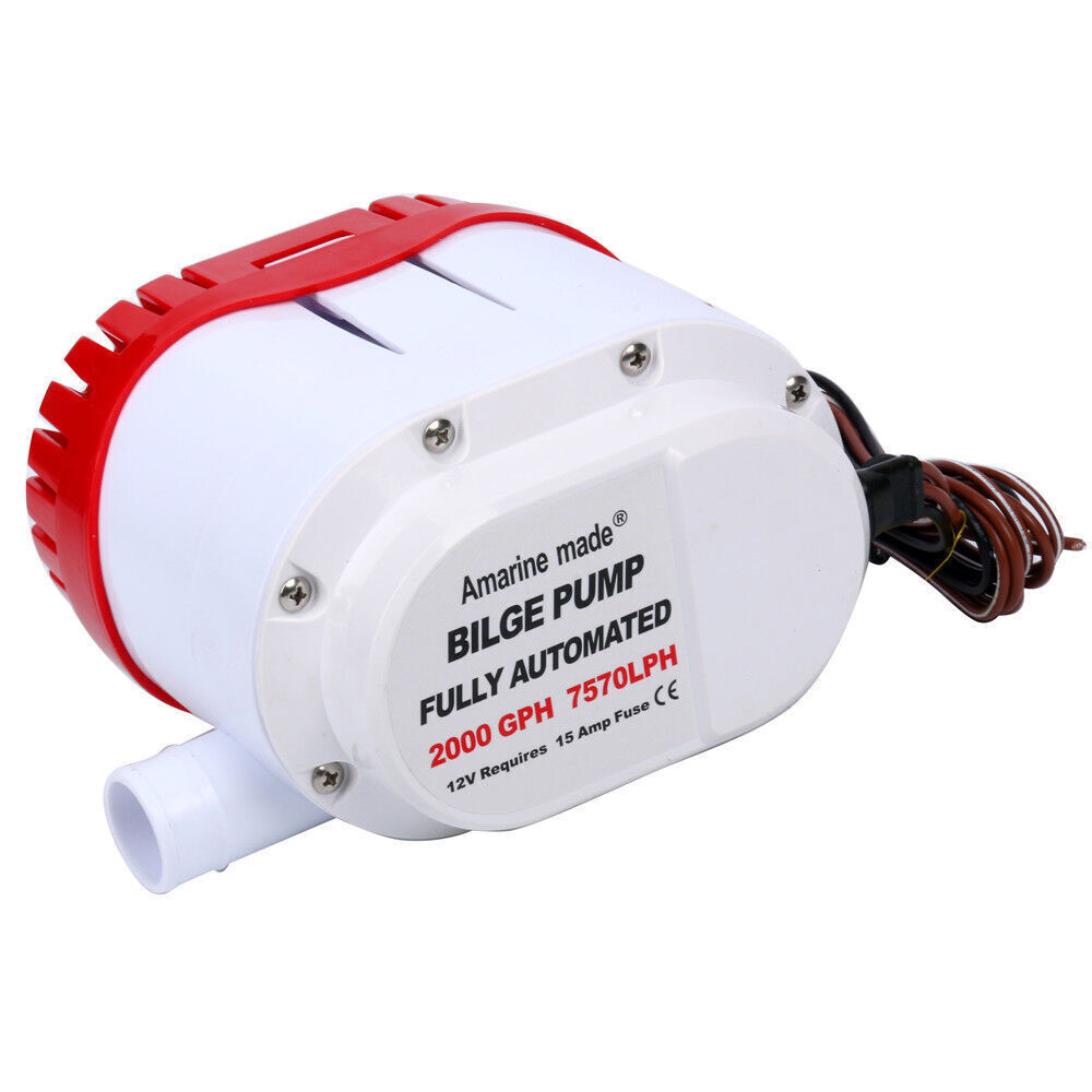 12V 2000GPH Boat Bilge Water Pump Built-In Float Switch Automatic Submersible