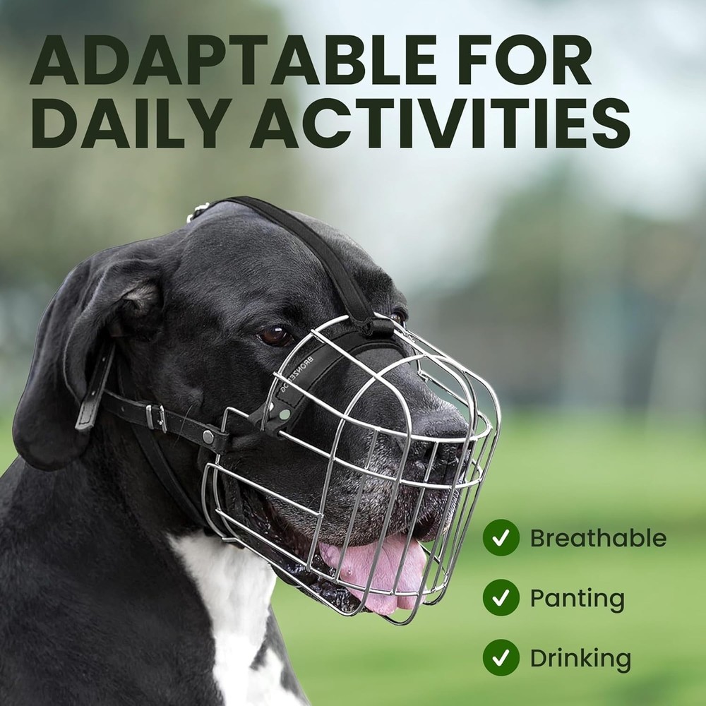 Adjustable Metal Wire Basket Muzzle for Large Dogs-