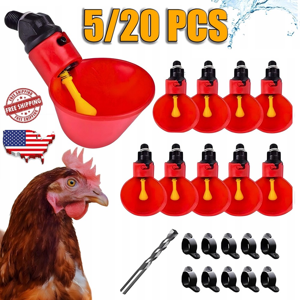 5x/20x Poultry Water Drinking Cups Chicken Hen Plastic Automatic Drinker Feeder