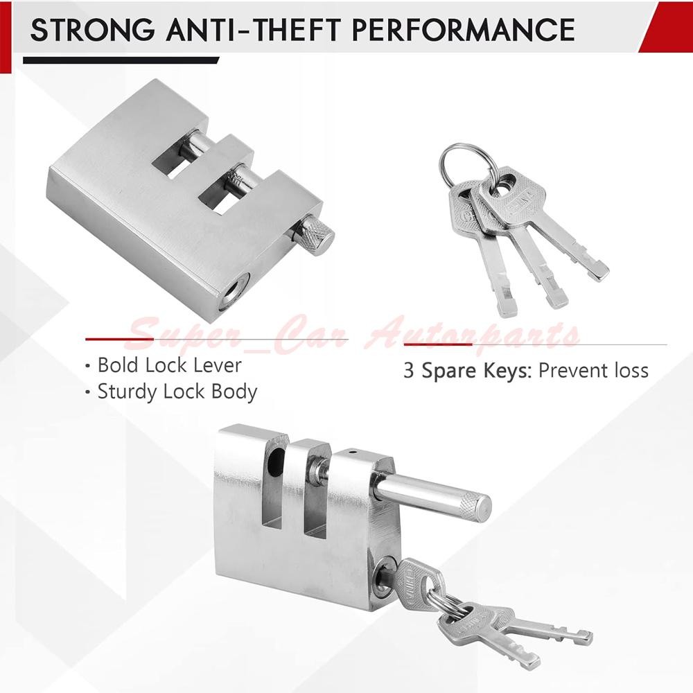 Stainless Steel Brake Pedal Lock Security Car Auto Clutch Lock Anti-theft W/3Key