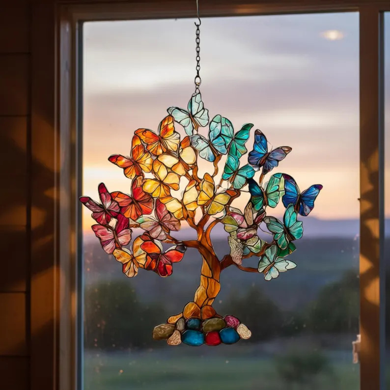 Custom Butterfly Tree Suncatcher Acrylic Personalized Window Decor