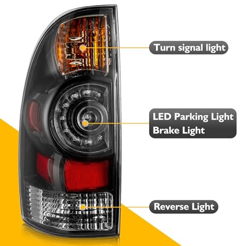 Tail Light Assembly Compatible with 2005-2015 Tacoma Tail Lights Black Border