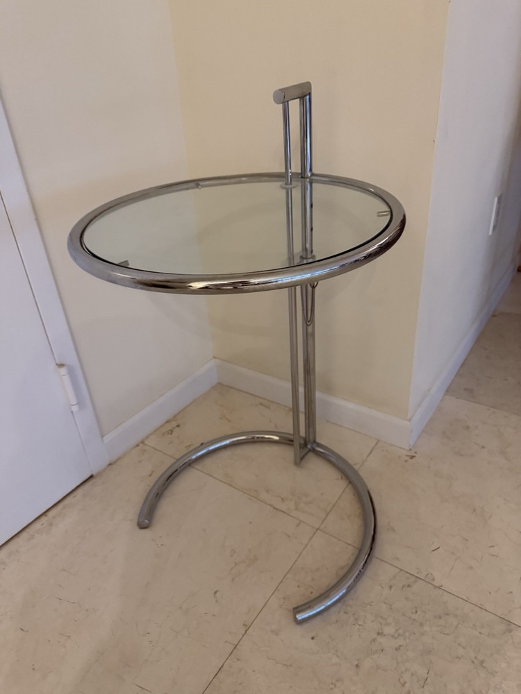 Eileen Grey Crome And Glass Side Table (attributed)