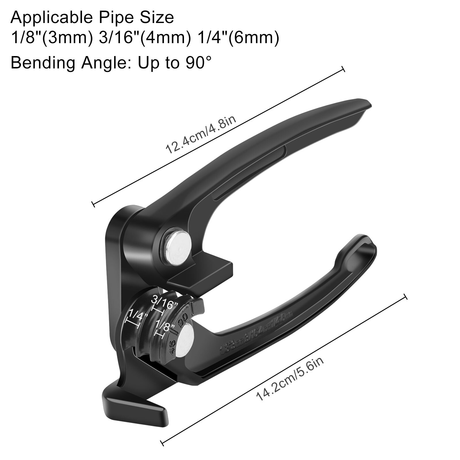 1/8 3/16 1/4" Tube Bender Tubing Fuel Brake AC Refrigerant Line Bending Tool