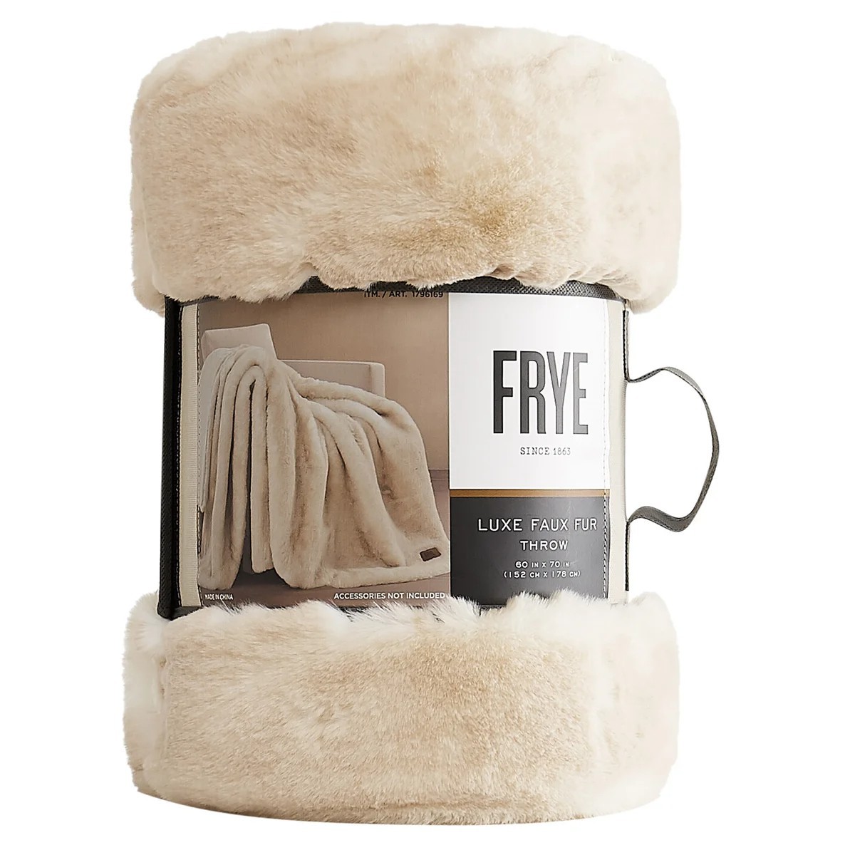 FRYE Luxe Faux Fur Luxury Throw, Reversible 60" X 70" Beige 1796169 Silky Soft