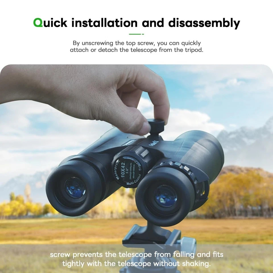 FANAUE S2-01 Binocular Tripod Adapter with 1/4-20" Thread Compatible black
