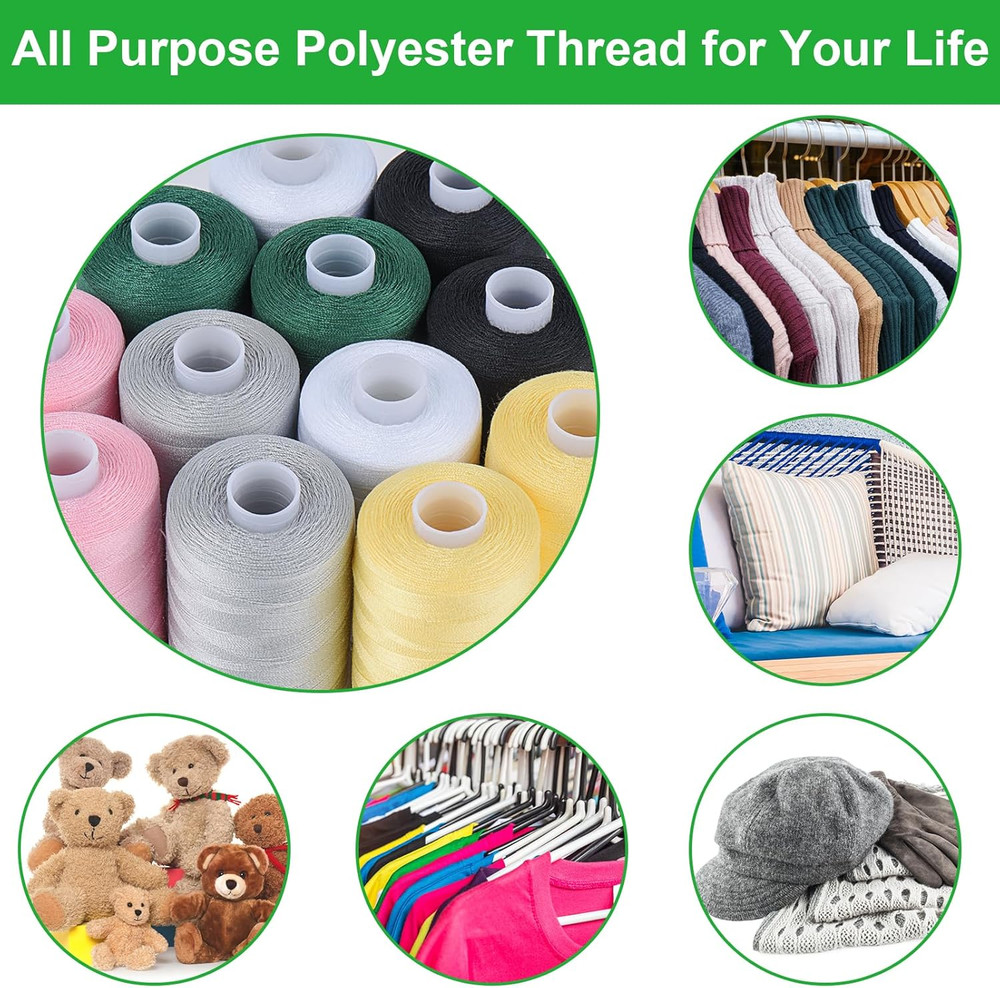 Simthread All Purpose Sewing Thread, 4 Spools Each 1000 Yards of Polyester Threa