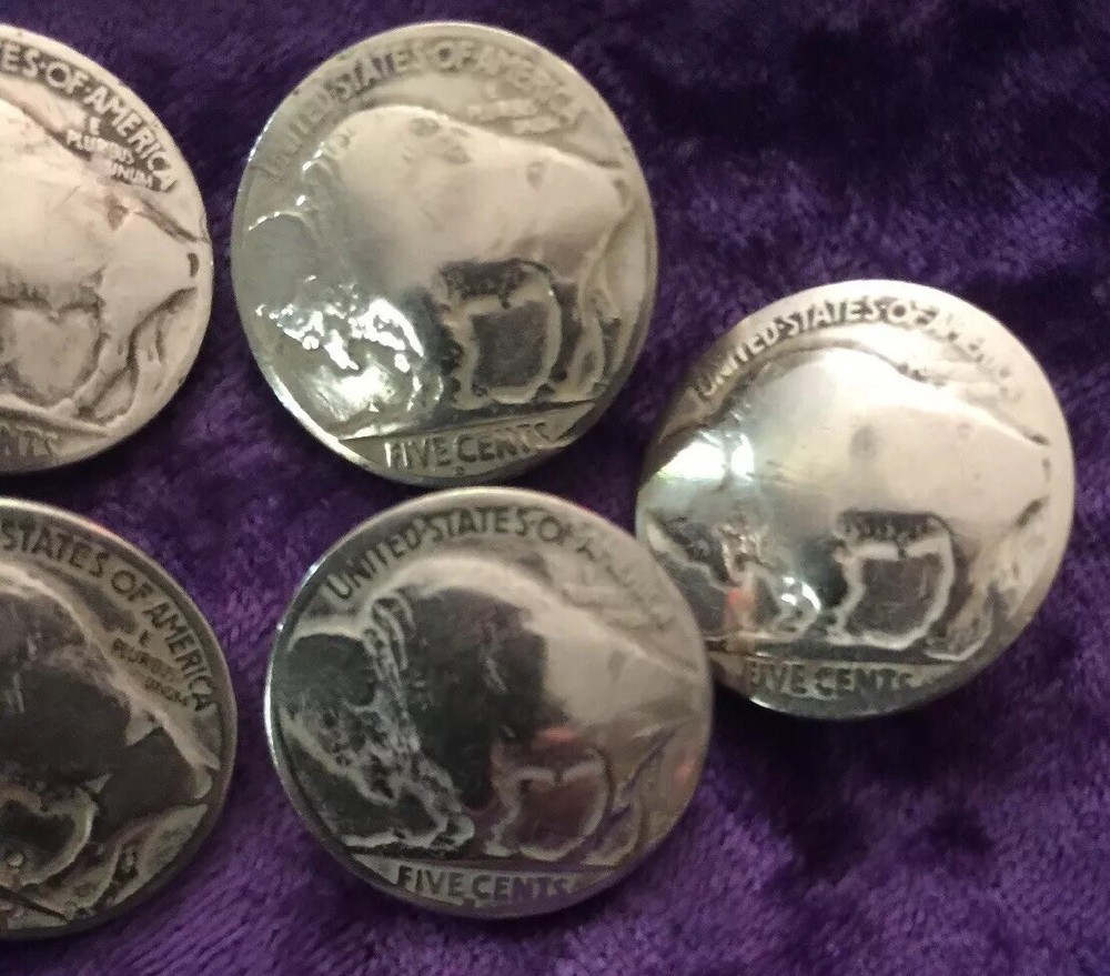 Six Great Looking Authentic Buffalo Nickel Buttons