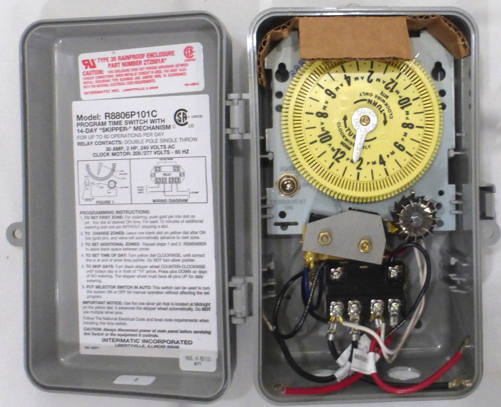 Intermatic R8806P101C Irrigation Program Time Switch with 14-Day Skipper, USED
