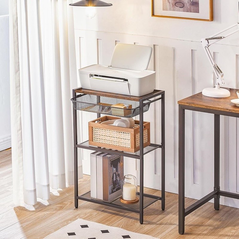 Multi-Layer Telephone Table with Storage Shelves - End Table Organizer